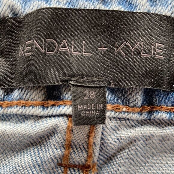 Kendall and Kylie denim frayed micro miniskirt red white side ribbons Zip 28 - Picture 5 of 14